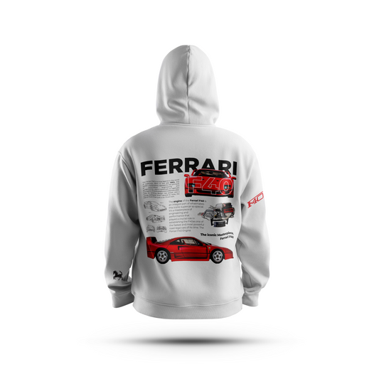 FERRARI WHITE UNISEX HOODIE