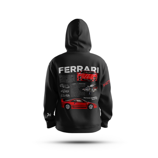 FERRARI BLACK UNISEX HOODIE